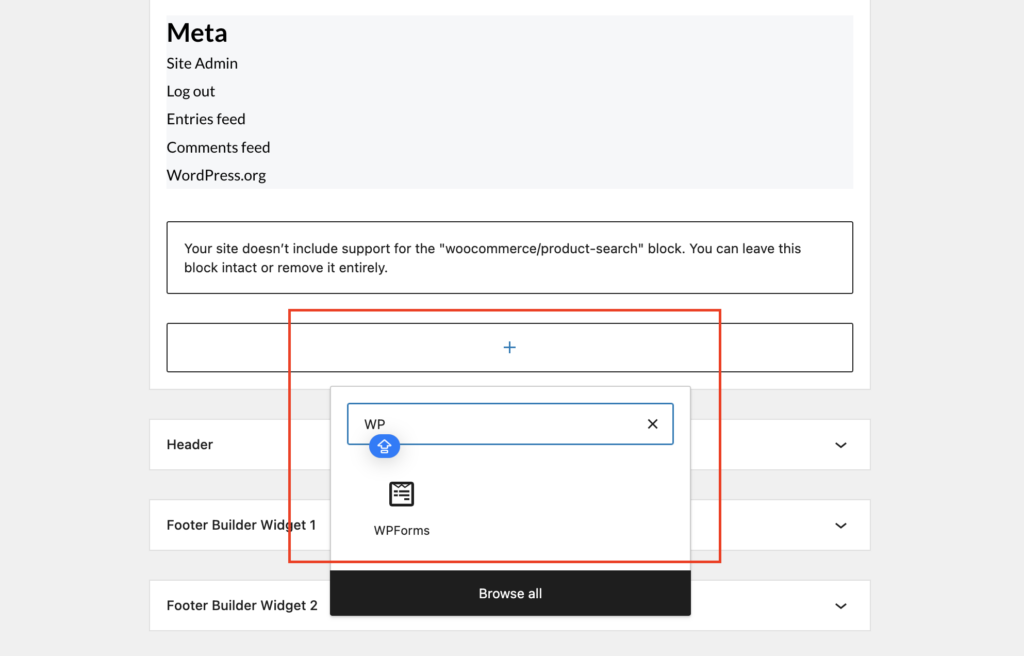 Select contact form in widgets